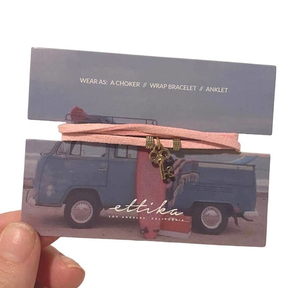 New Ettika Pink Three-Way Wrap Choker Necklace with Key Charm - Picture 1 of 3